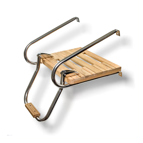 Whitecap Teak Inboard / Outboard Motors 1 Step Boat Swim Platform & Hand Rails - 60901 - Essenbay Marine