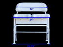 White Leaning Post with Flip Up Bolster Seats & Tackle / Storage Box - Essenbay Marine