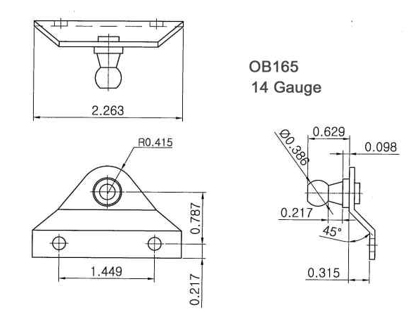 Signature Series Gas Spring Bracket - Offset Bracket OB165SS - Essenbay Marine