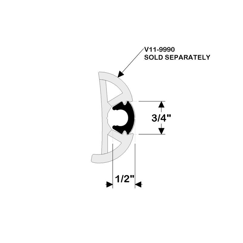 TACO Marine 3/4" x 1/2" Black Rub Rail Insert 88' V12-0307BKA88 - Essenbay Marine