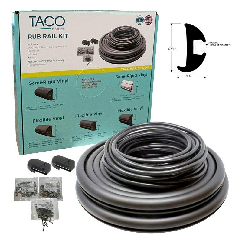 TACO Flex Vinyl Rub Rail Kit Black/Black Insert 1-7/8" x 1-1/16" V11-2423BBK50-2 - Essenbay Marine