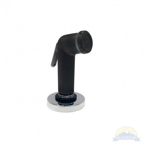 Scandvik Black Standard Sprayer w/ 6' Black Nylon Hose & Chrome Holder 10054P - Essenbay Marine