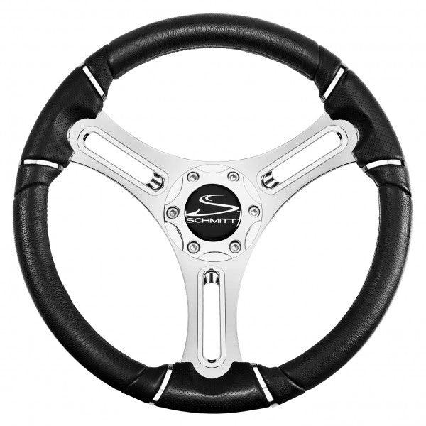 Schmitt Torcello Wheel 04 Series - All Polyurethane, Polished Spokes, Chrome Cap, Chrome Spoke & Rim Trim, 3/4" Tapered Shaft  PU045144-12 - Essenbay Marine